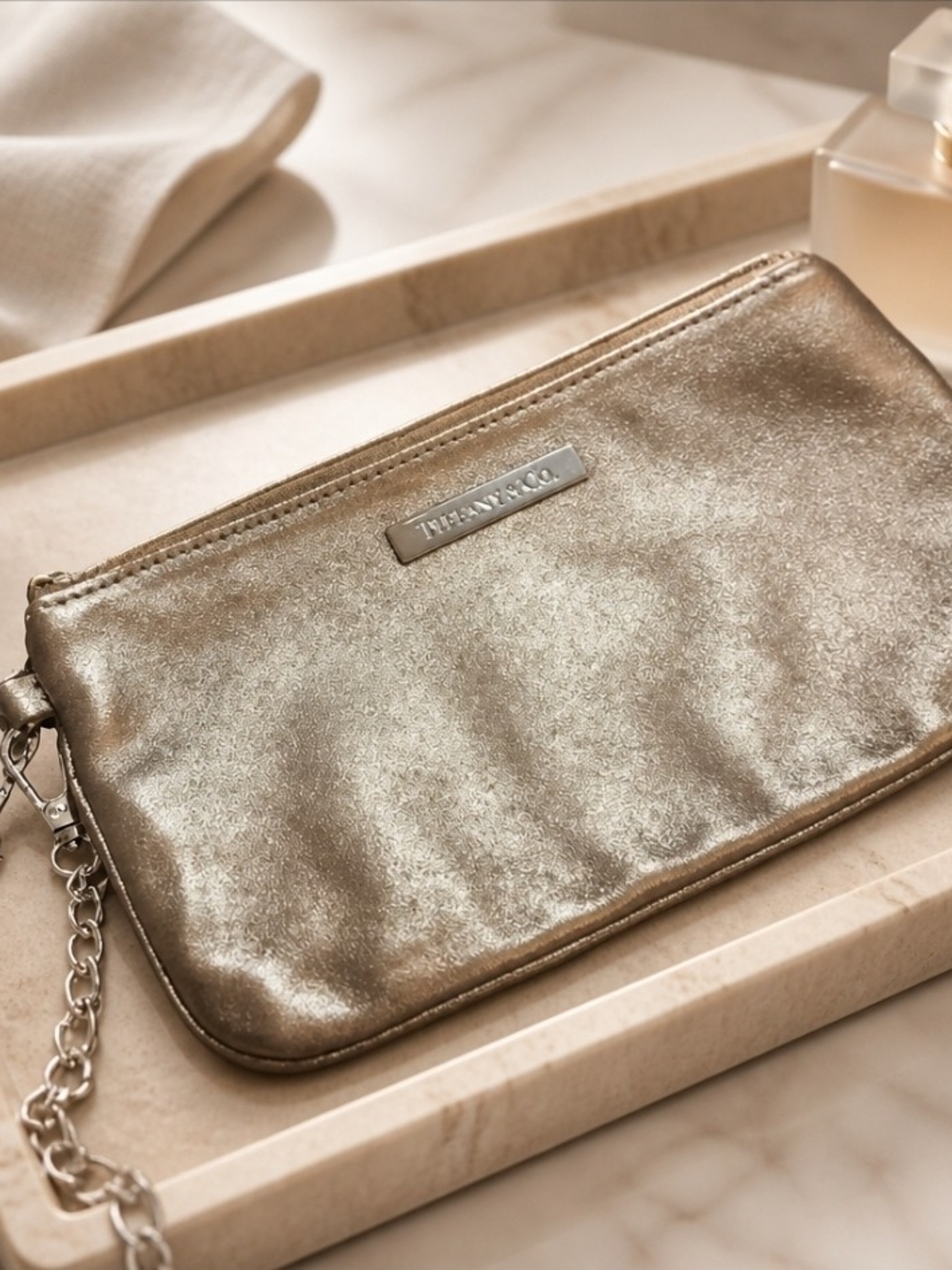 Tiffany & Co. Metallic Bronze Wristlet / Clutch , NWOT